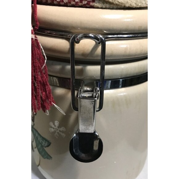 Snowman Ceramic Cannister Hinged Jar Fabric Hat & Scarf 11" Tall11 - Picture 11 of 16